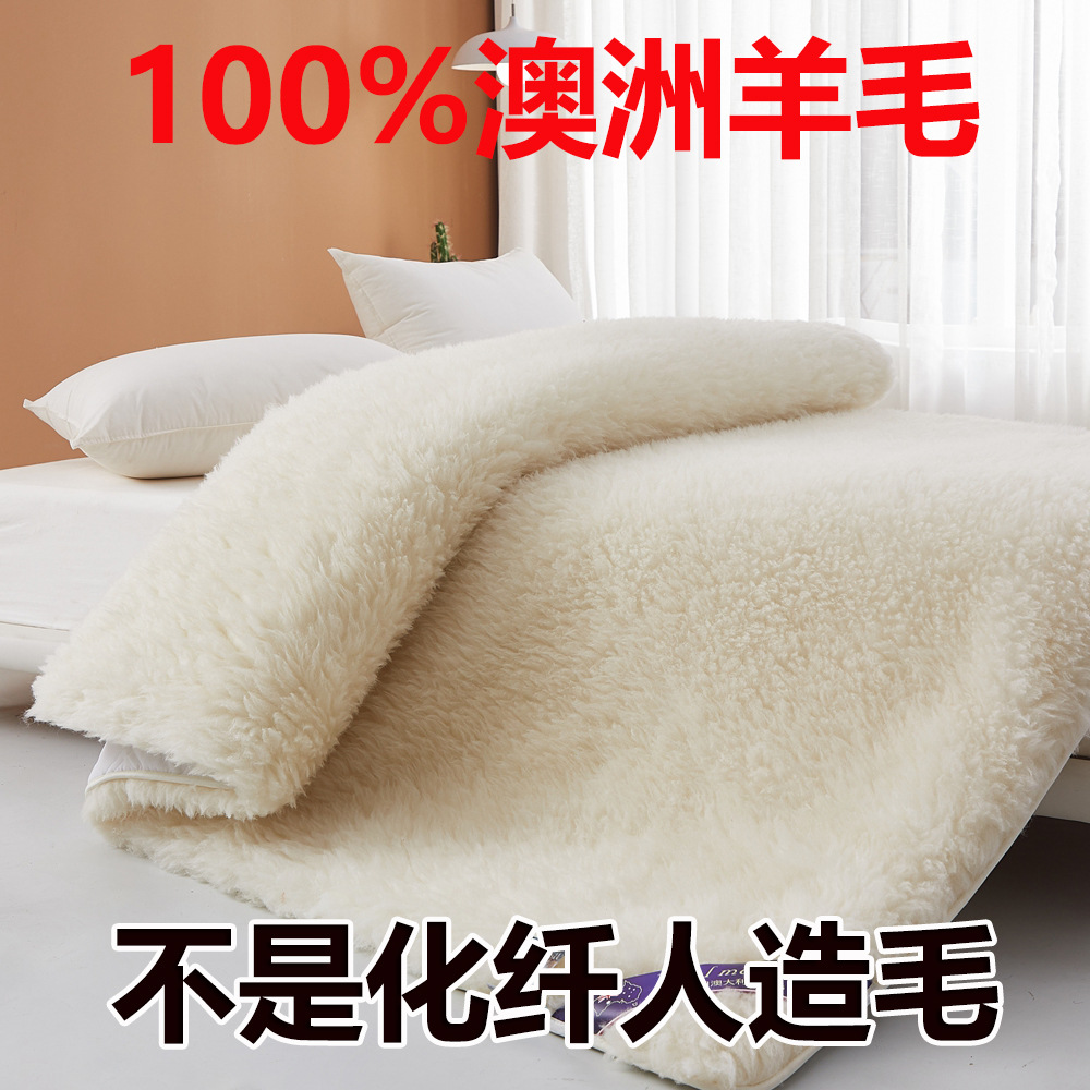 Picture of Australian Wool Mattress Upholstered Home Bedroom Winter Lamb Wool Blanket Winter Thickened Warm Pad Bed Mattress