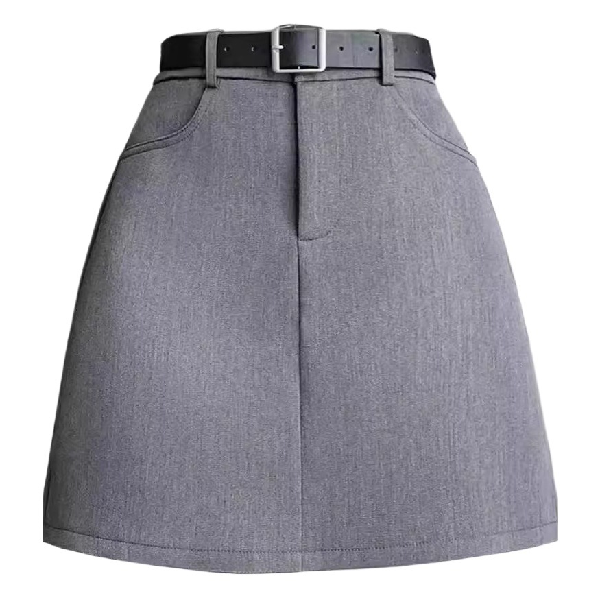Hot Girl Grey High Waist Suit Skirt Summer Spring Summer Slim-fit Slimming New Arrival Skirt Anti-running Skirt