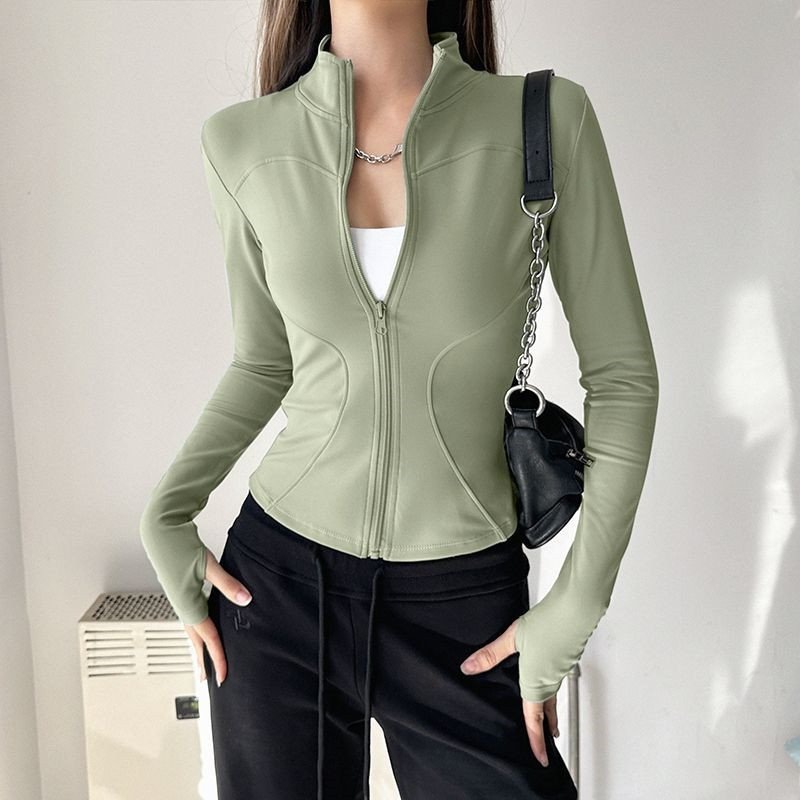 High-value fitness coat women's tight-fitting slimming quick-drying stand-up collar long-sleeve versatile professional sports running yoga top