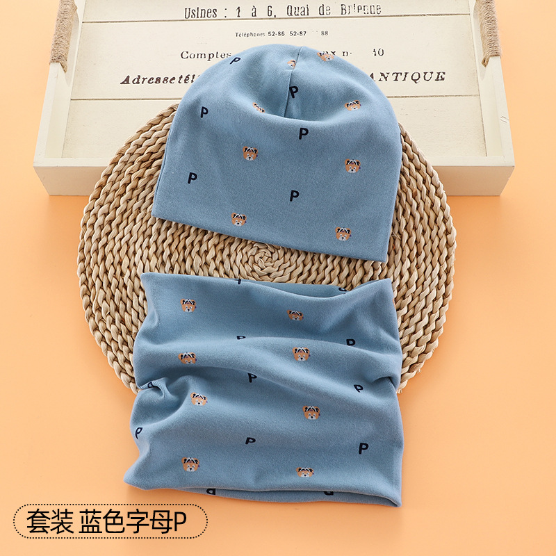 Picture of New baby double hat suit warm Amazon foreign trade wholesale printing children's scarf hat suit