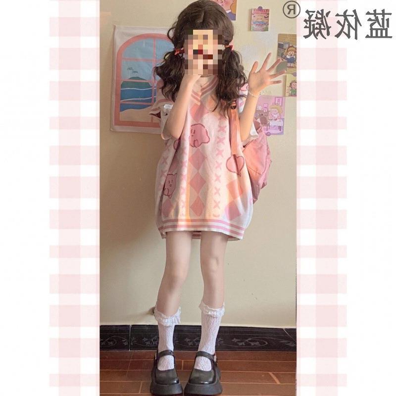 Picture of Japanese cute cartoon knitted vest women's sleeveless V-neck small soft girl all-match age-reducing sweater vest Spring