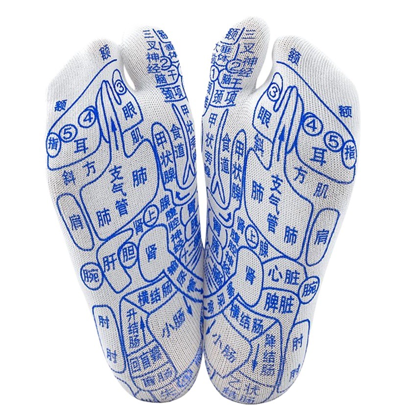 Foot Massage Acupoint Socks Foot Massage Health Care Hundred Acupoint Socks English Foot Massage Meridian Acupoint Illustrated Socks