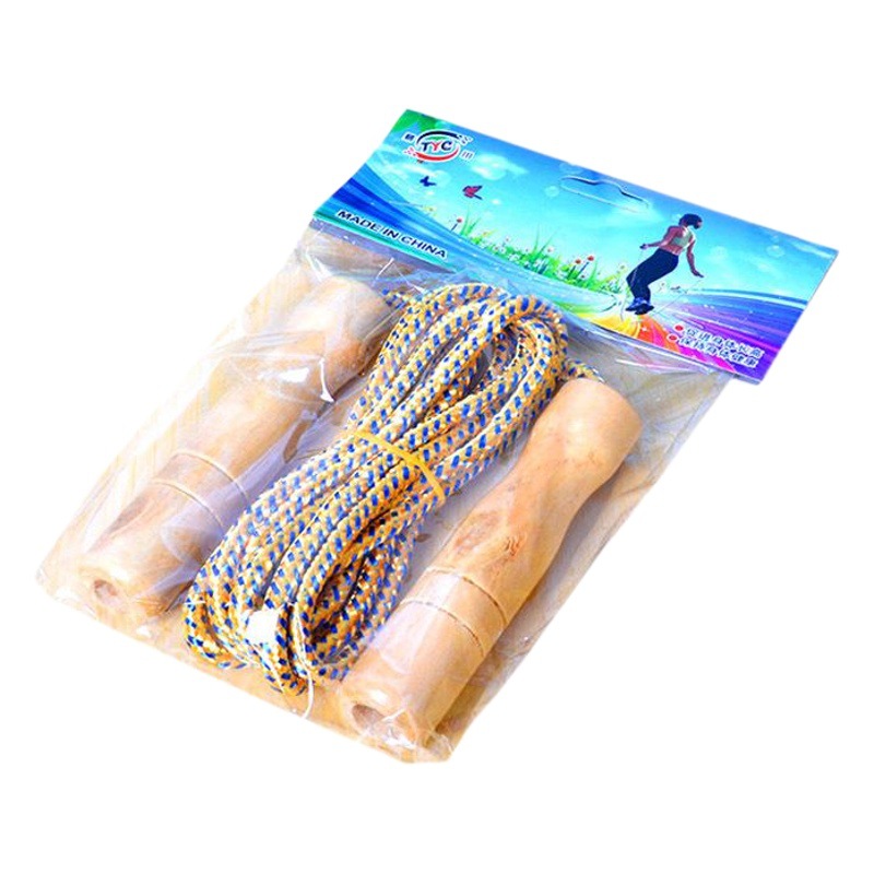 Wooden handle skipping rope cotton rubber rope adult competition skipping rope 080233 children sports fitness skipping rope wholesale