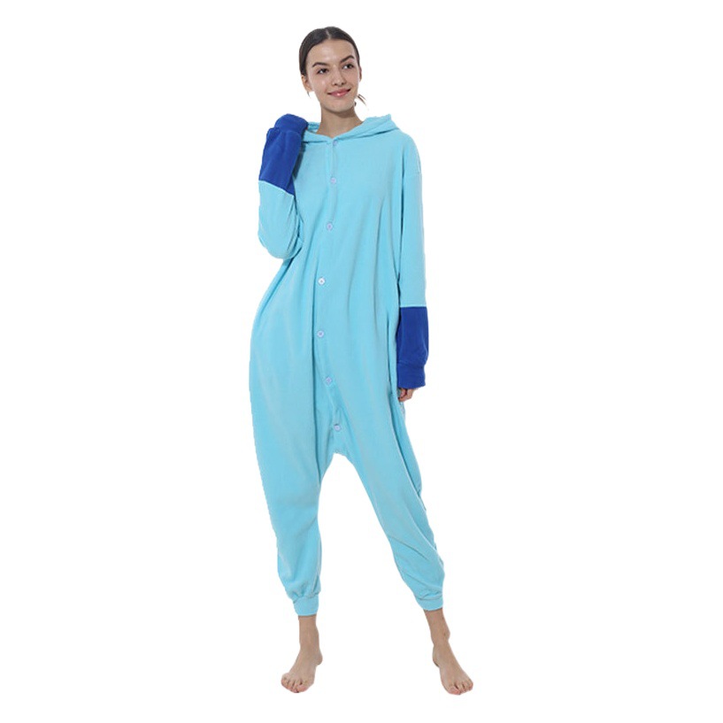 Factory wholesale Halloween cartoon one-piece pajamas polar fleece Ibe animal series couple's home clothes