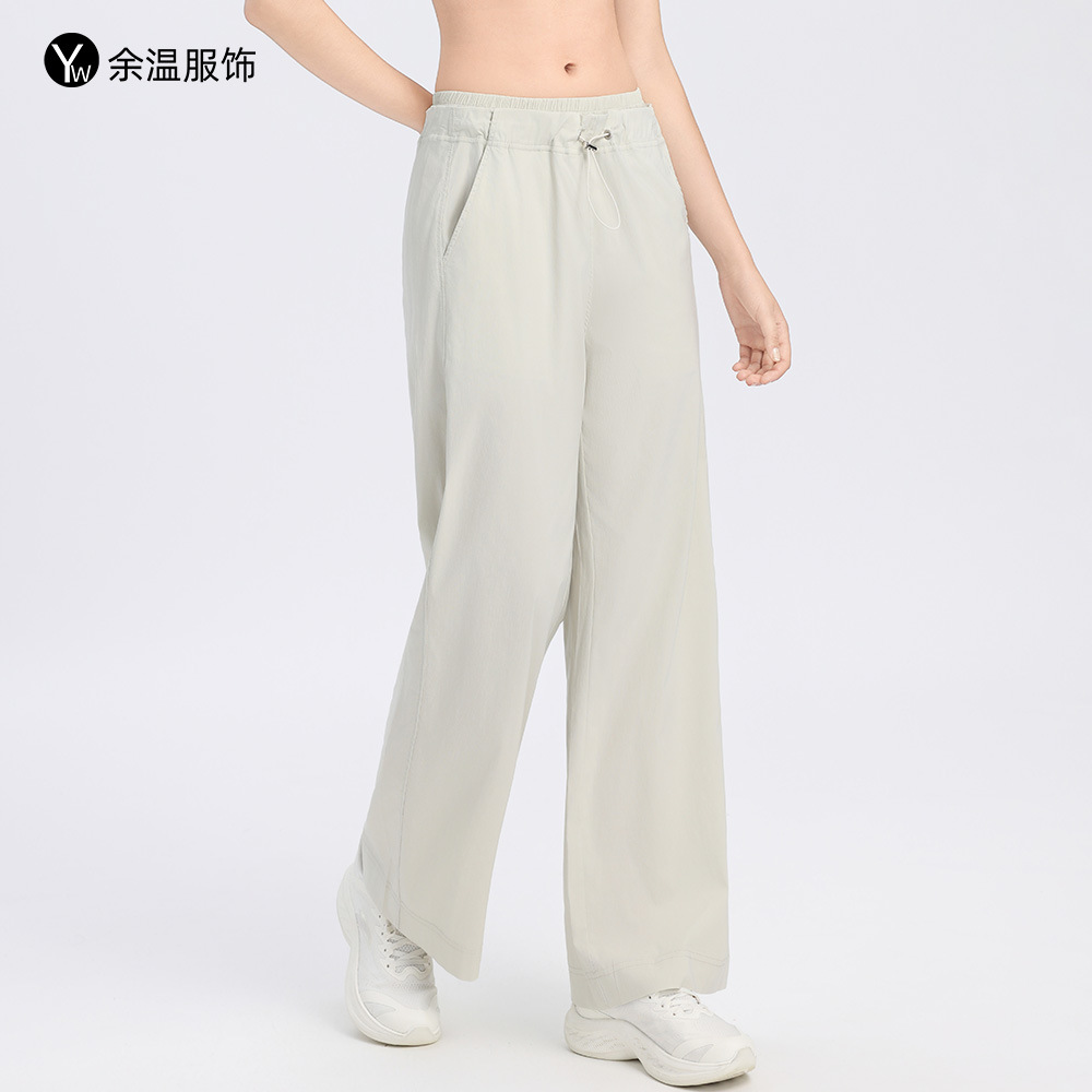 Cross-border high-waisted sports cargo pants for women, high-waisted loose quick-dry American running plus-size casual wide-leg fitness pants