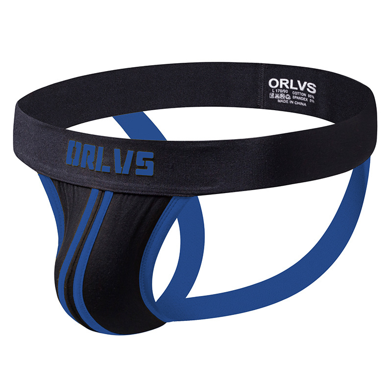 Picture of ORLVS Trendy Brand Foreign Trade New Men's Underwear Sexy Thongs Low Waist Sexy Double Belt Rear Empty gayOR166
