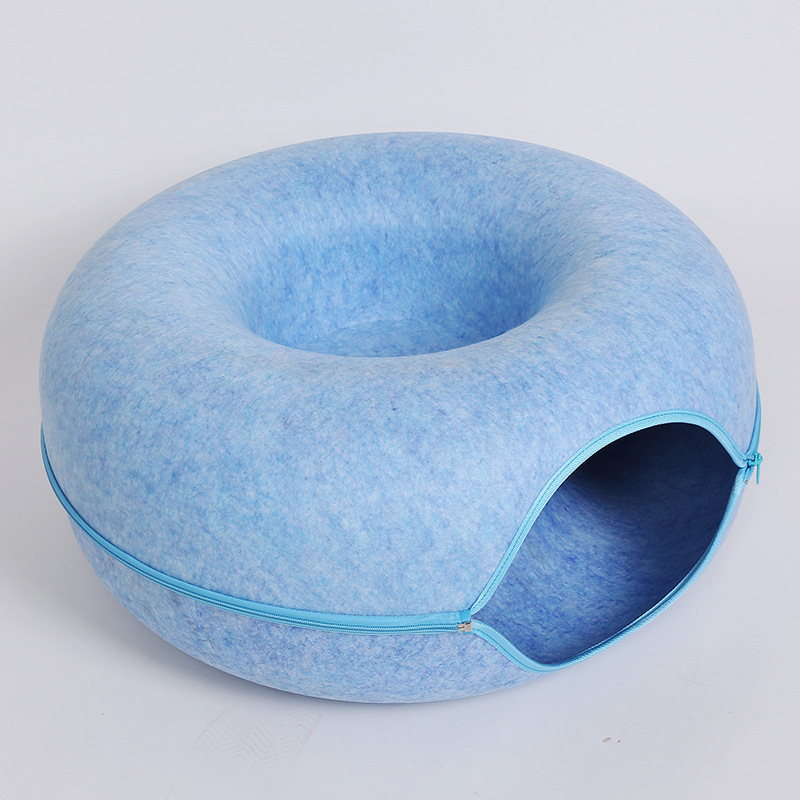Picture of Removable felt board cat nest universal zipper tunnel summer donut cat sleeping wholesale felt toy
