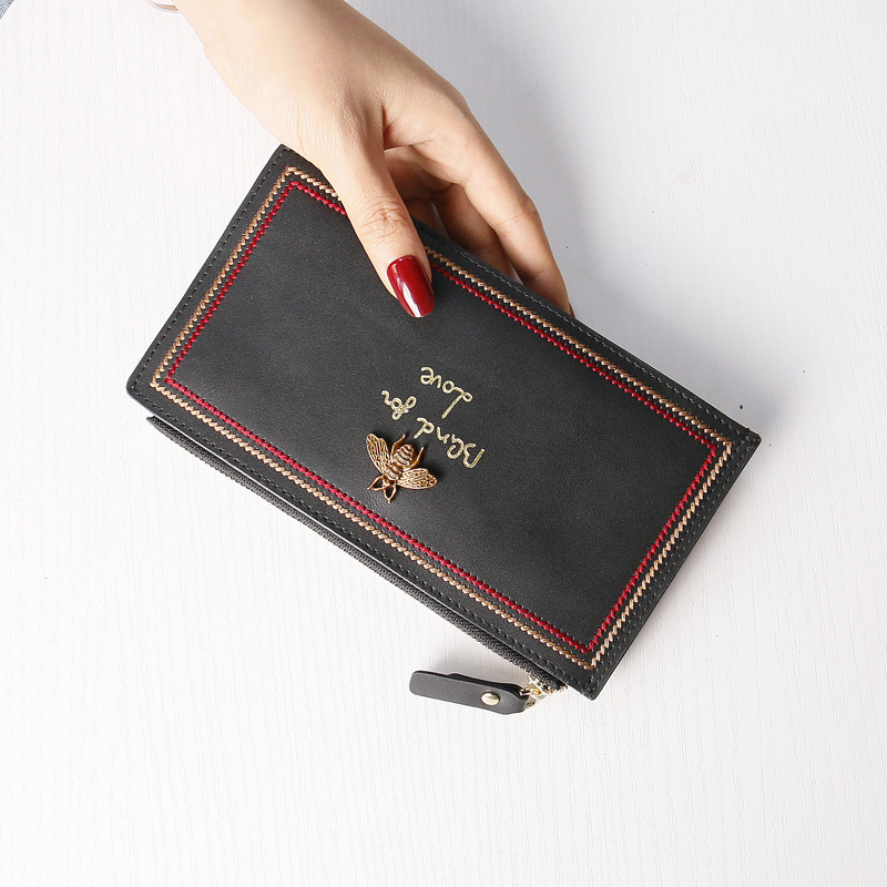 Picture of Cute Bee Long Wallet Leather Fashionable Large Capacity Storage Integrated Multi-Card Holder Ultra-thin Card Holder