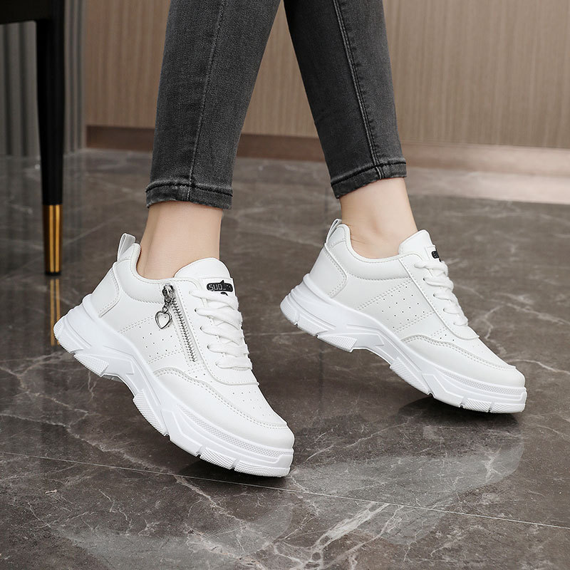 Picture of W2581 New White Shoes 2024 Autumn and Winter Breathable Internal Add Joker High Thick Bottom Solid Color Wear-resistant Student Board Shoes