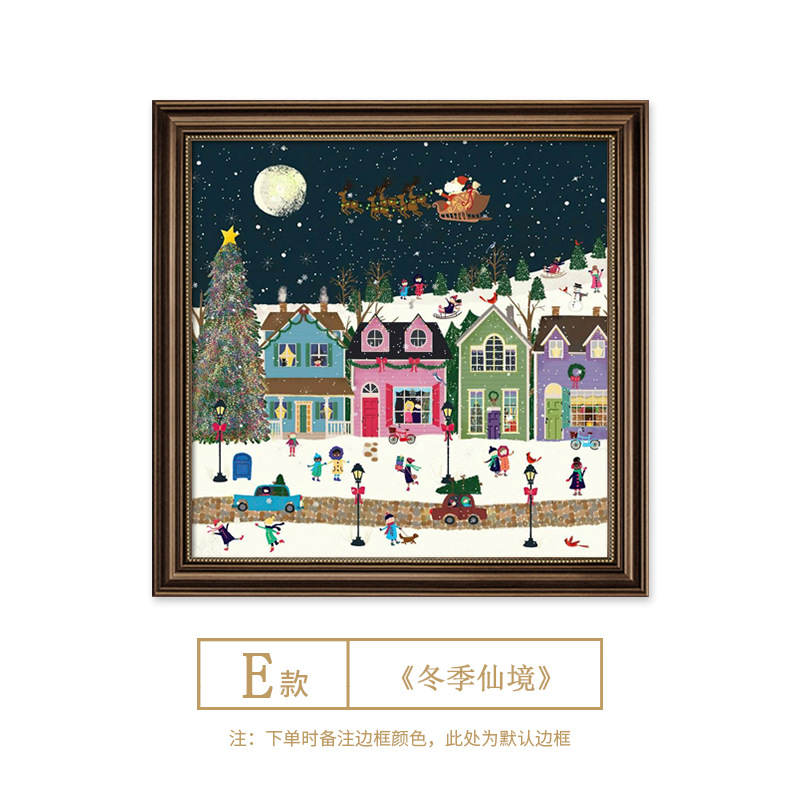 Picture of Winter Lights Hanging Painting Christmas Decorative Painting American Entrance Entrance Auschle Murals Bedroom Painting Restaurant High-level Oil Painting