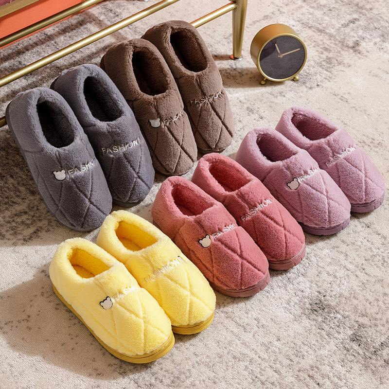 Picture of Fashion New Cotton Slippers Men's Autumn and Winter Bag Heel Indoor Household Thick-soled Warm Home Non-slip Mao Mao Cotton Shoes Women