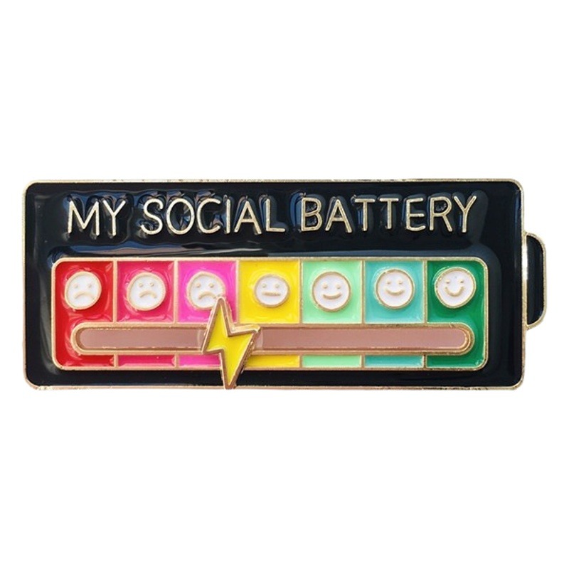 European and American Mood Conversion Brooch Personality Slidable Social Power Expression Metal Badge Women's Jewelry Accessories Pin