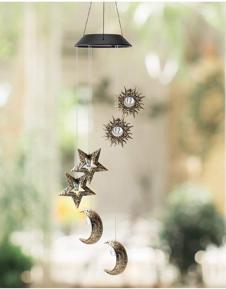 Picture of Solar outdoor garden lawn lamp cross-border new garden villa decorative lamp moon wind chimes waterproof hanging lamp