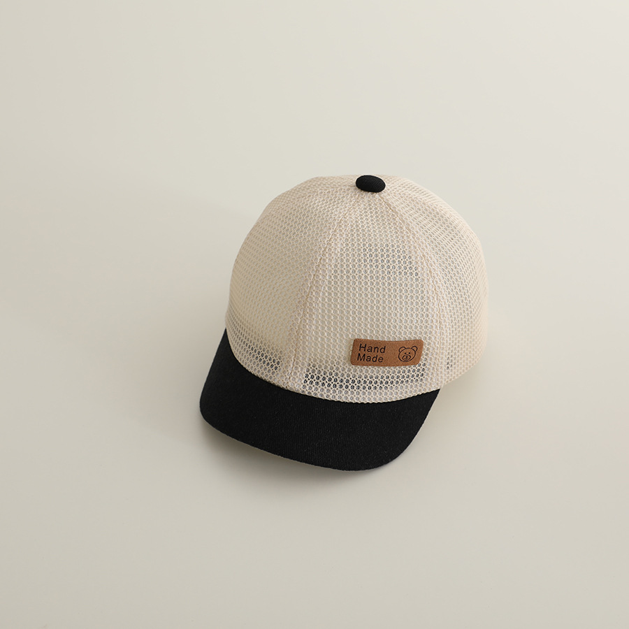 Picture of Little Bear Cartoon Full Net Short Brim Baby Cap Sunscreen Sun Hat Short Brim Baseball Cap for Boys and Girls