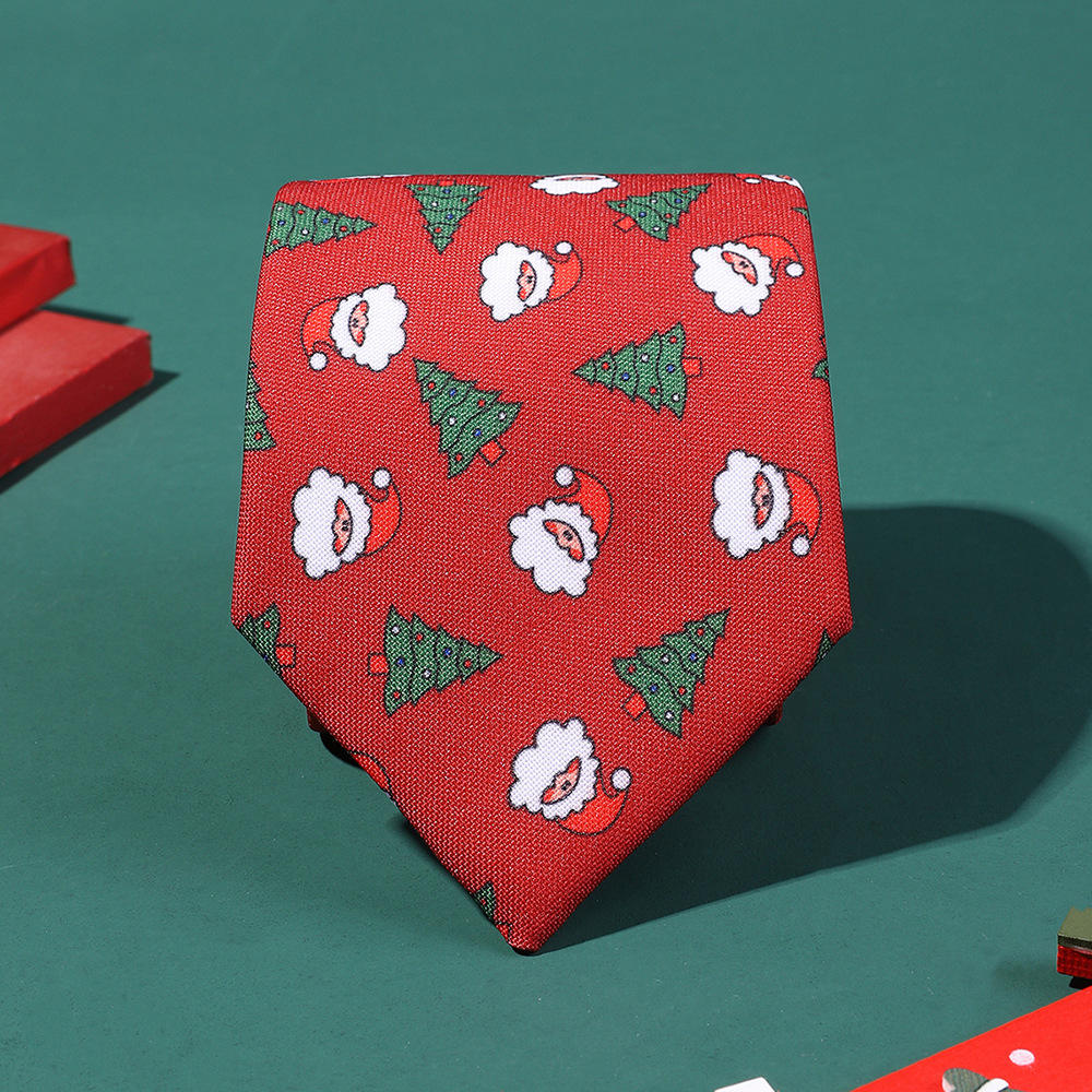 Picture of Polyester printed tie Christmas flower tie holiday formal wear clothing accessories men's tie