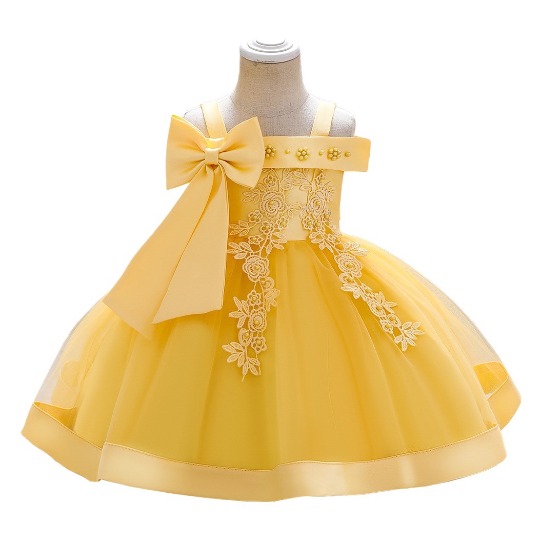 New Off-shoulder Children's Dress Princess Dress Little Flower Girl Wedding Dress Baby Girl Birthday Year Old Children's Dress