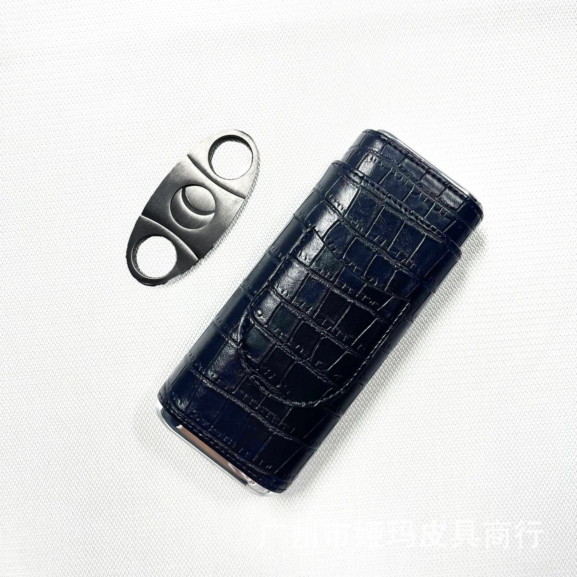 Picture of In stock wholesale three-piece cigar moisturizing box protective cover cross-border portable travel pine cigar storage box