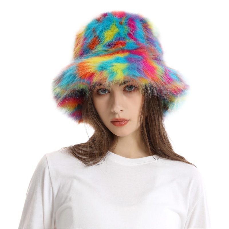 Camouflage New Cross-Border European and American Fisherman Hat Autumn and Winter Furry Outing Trendy Warm Personalized Plush Hat Women European Station