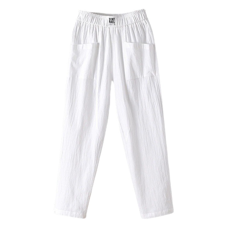 Cotton and Linen Casual Pants for Women 2024 New Pants Korean Style Loose Slimming Look Straight Pants Summer Thin Nine-Point Harem Pants