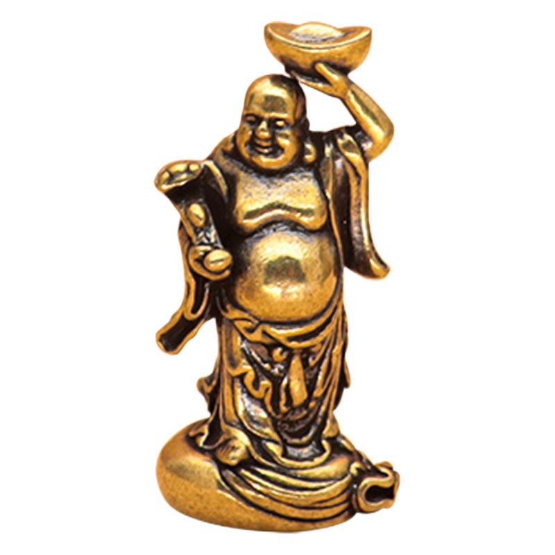 Maitreya Buddha Pendant, National Trend, Brass Ruyi Ingot, Antique Buddha Statue, Miniature Ornament, Micro-Carved New Year's Small Gift Pendant