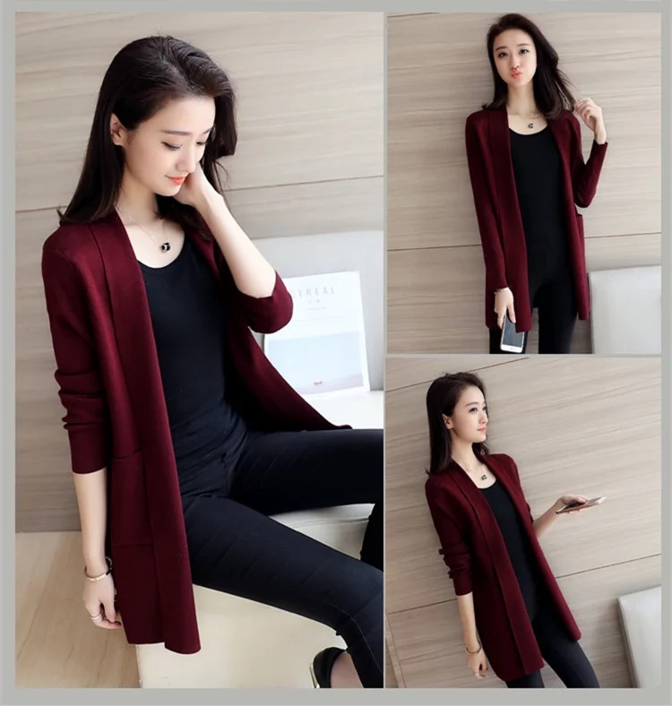 Picture of Mid-length sweater coat women's sweater cardigan 2023 Spring and Autumn new women's Korean style loose solid color top fashion