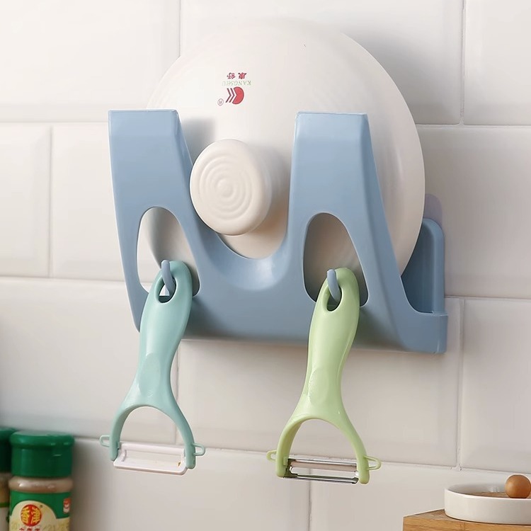 Picture of Simple Pot Cover Rack Storage Rack Kitchen Multifunctional Wall Hanging Palette Rack Nail-free Hole-free Hook Kitchen Rack