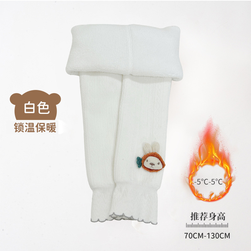 Picture of Fleece-lined girls' leggings autumn and winter high waist baby pants thickened cropped socks children's leggings outer wear warm