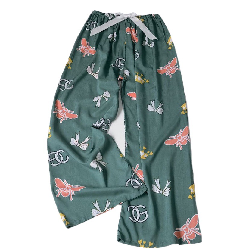 Pajama Pants, Cotton Silk Long Pants, Maternity Pajamas for Women, Pure Rayon, Thin Wide-Leg Cropped Pants, Home Wear, Breathable and Cool