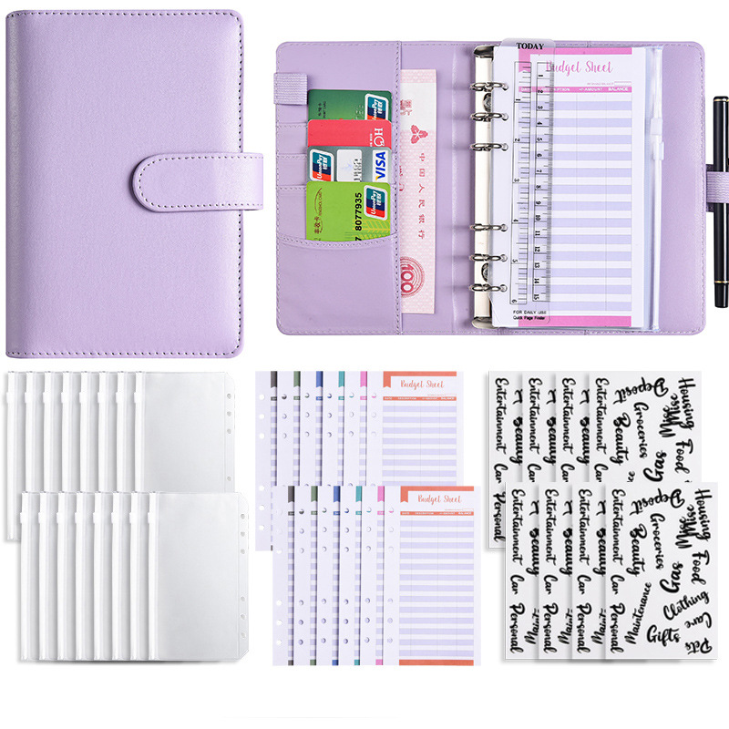 Picture of A6 Binder Cross-Border Creative Notebook Wholesale Zipper Bag Macaron Pu Leather Cash Budget Notebook