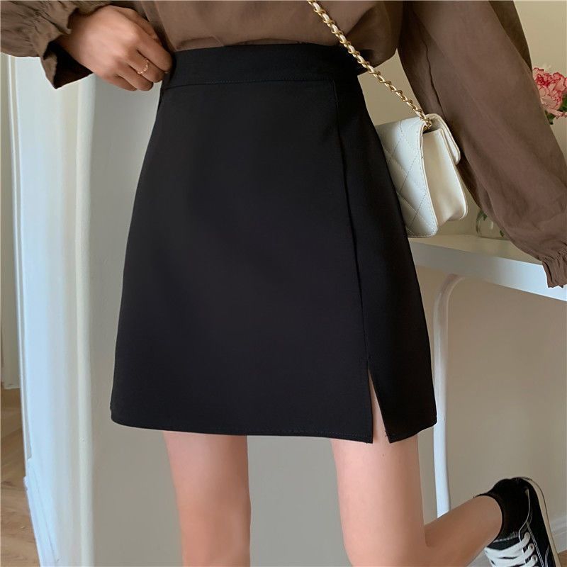 Picture of Black A- line Skirt Women's Summer 2022 New High Waist Split Short Skirt High-end Hip Suit Skirt