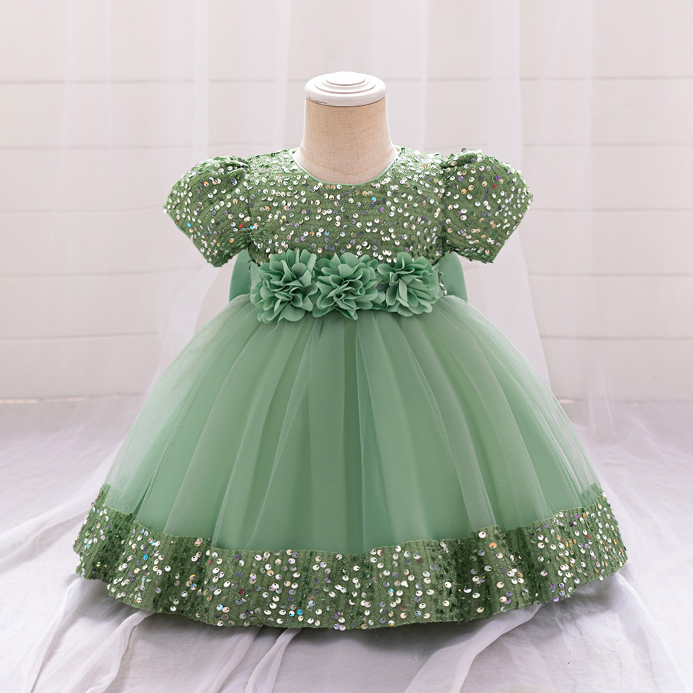 Picture of Foreign Trade Cross-border New Children's Princess Dress Sequin Mesh Girls' Wedding Dress Host Performance Dress