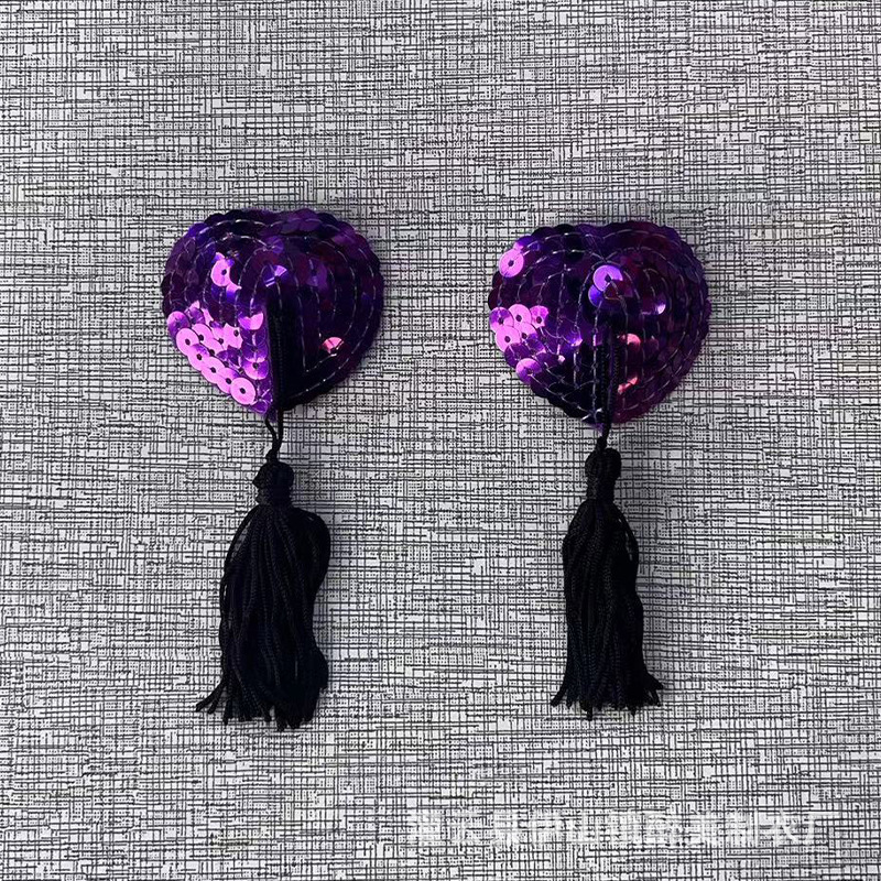 Picture of Sexy tassel heart-shaped sequin breast paste sexy underwear accessories sexy anti-exposure seamless sexy lingerie blood drop