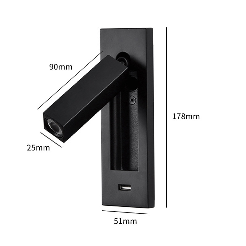 Picture of Cross-Border Engineering Hotel Reading Wall Lamp Embedded Wall-Mounted Lamp Bedroom Bedside Reading Wall Lamp High-End Switch