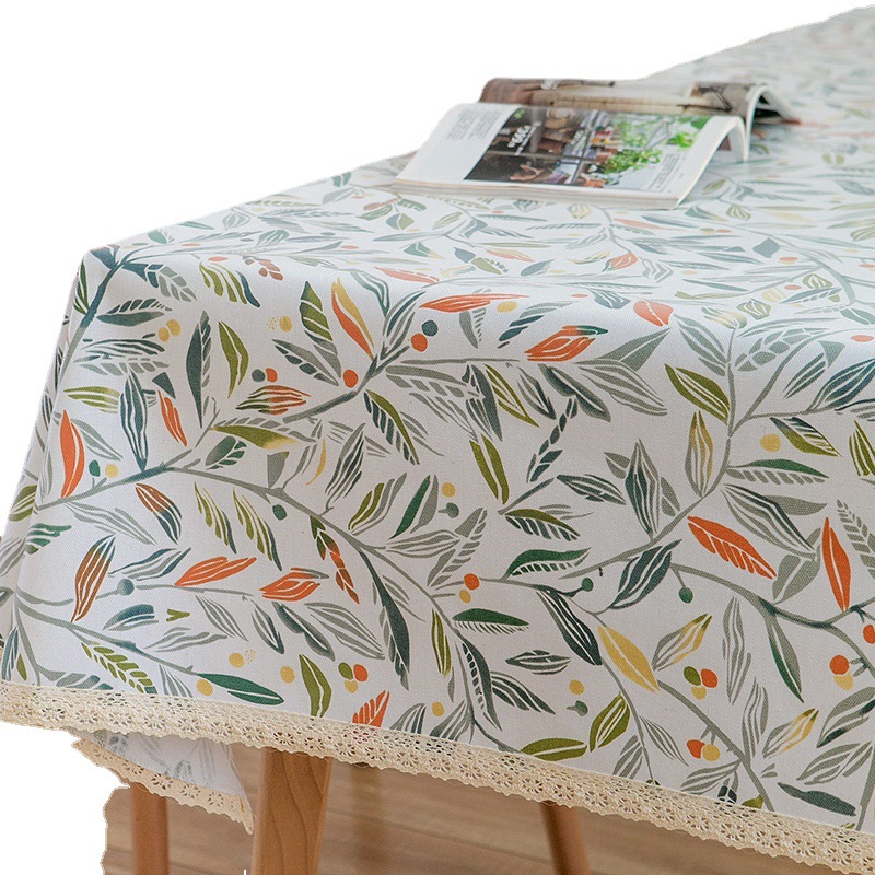 Picture of Cotton and Linen Tablecloth Waterproof Oil-proof Anti-scalding Thickened No-Wash Plant Small Floral Household Fresh Tablecloth PVC Tablecloth