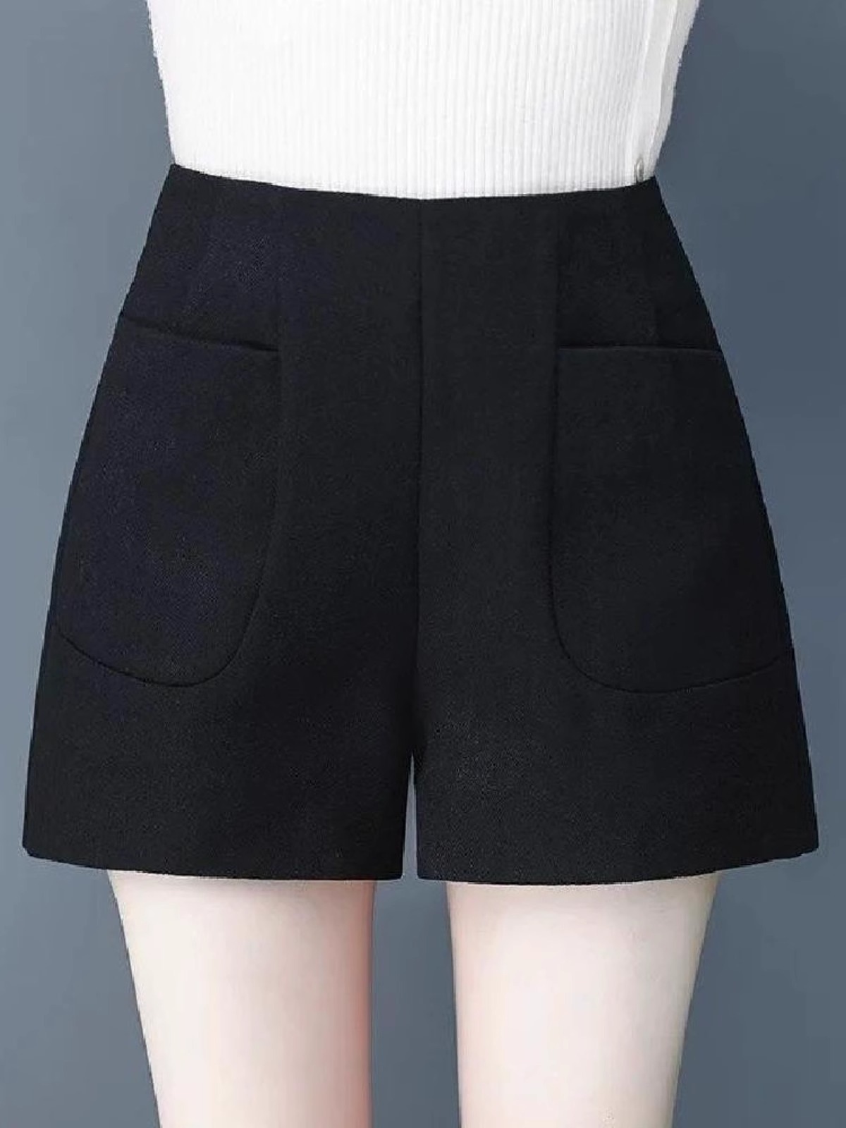 Spring 2024 New Korean Style Fashionable High Waist Woolen Shorts Women Wide Leg A- shape Slimming Casual Outwear Pants