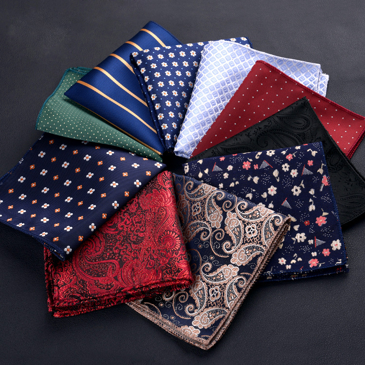 Picture of Men's suit small square scarf factory wholesale fashion polyester fashion accessories vintage embroidery pattern pocket towel men's clothing