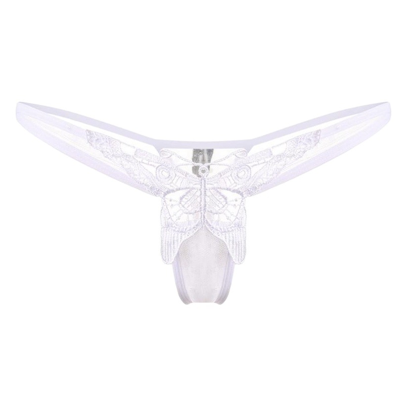 Fun Butterfly Embroidered Transparent Sexy Underwear Women's Low Waist Simple Temptation Y-Shaped G-string Hollow-out T-pants