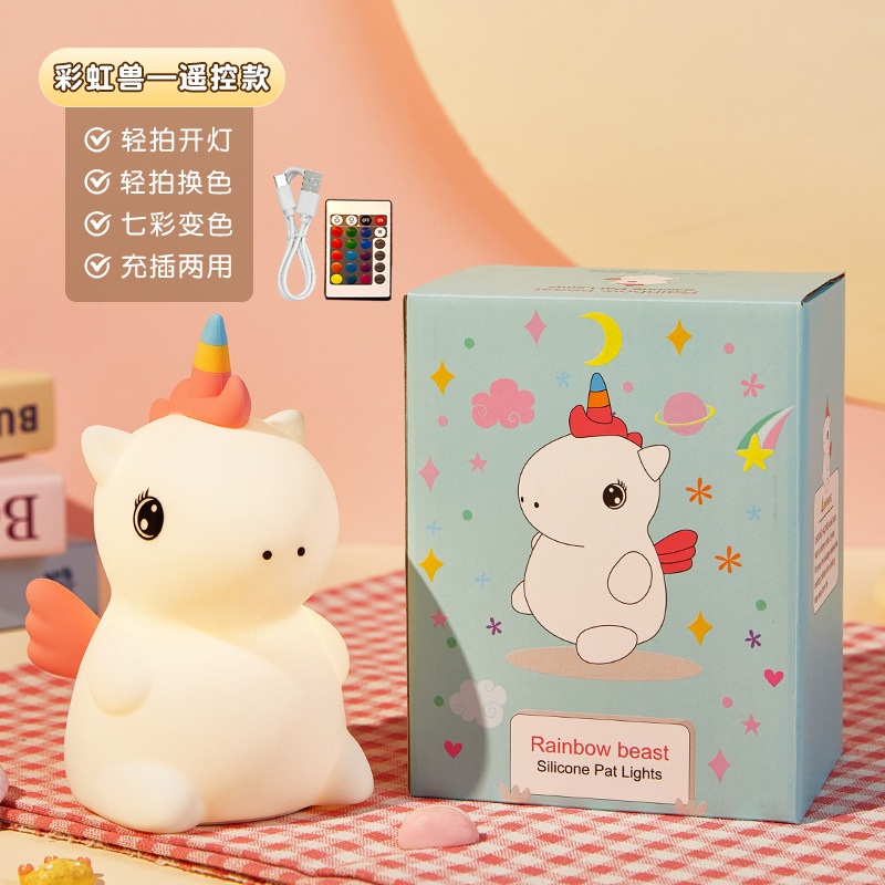 Picture of Unicorn Silicone Night Light Colorful Clap Atmosphere Light USB Charging Night Light Bedside Sleeping Light Clap Light