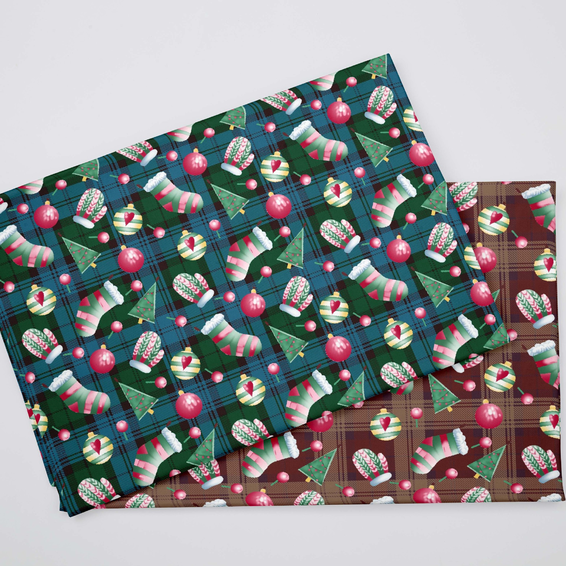 Wholesale supply of 133*72 twill printed fabric, cartoon print, 40s cotton fabric, 1.6-meter width Christmas series
