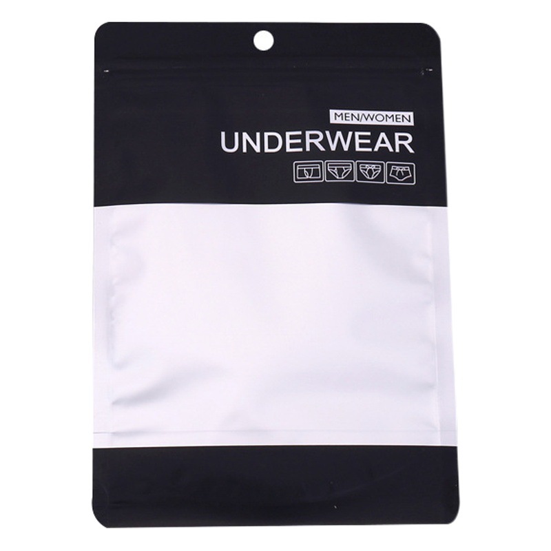Self-supporting three-side sealed zipper bag aluminized children's socks packaging bag thickened universal underwear self-sealing bag frosted