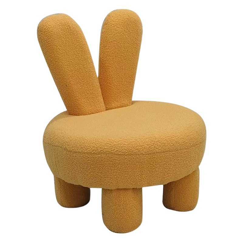Picture of Cute Rabbit Children's Chair Fabric Shoe Changing Low Stool Lamb Velvet Backrest Chair Living Room Bedroom Creative Children's Seat