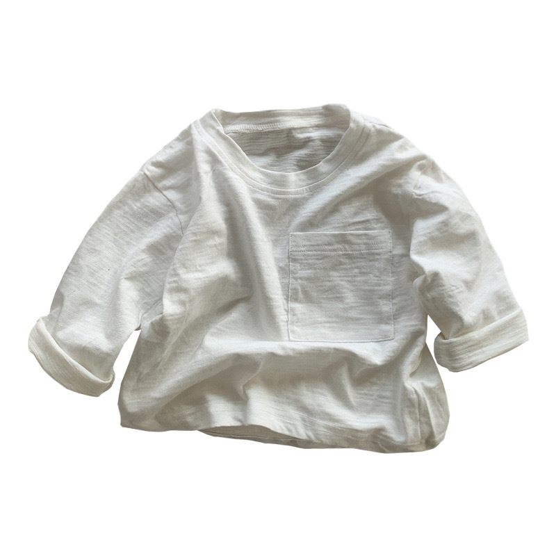Picture of Bamboo Cotton Kidsren's Long-Sleeved T-Shirt 2025 Spring & Fall New Style Versatile Casual Cotton Bottoming Shirt for Boys and Girls