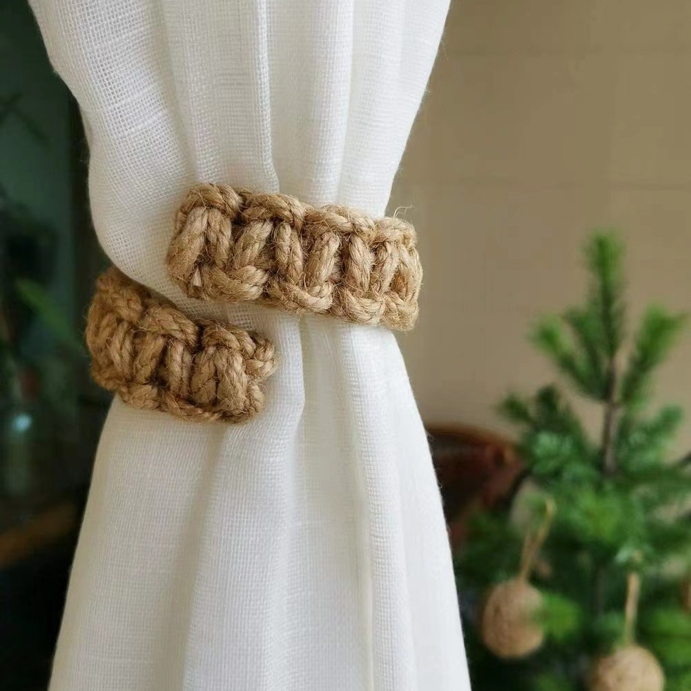 Cross-border curtain variety strap twisted hand-made hemp rope woven curtain accessories DTY accessories