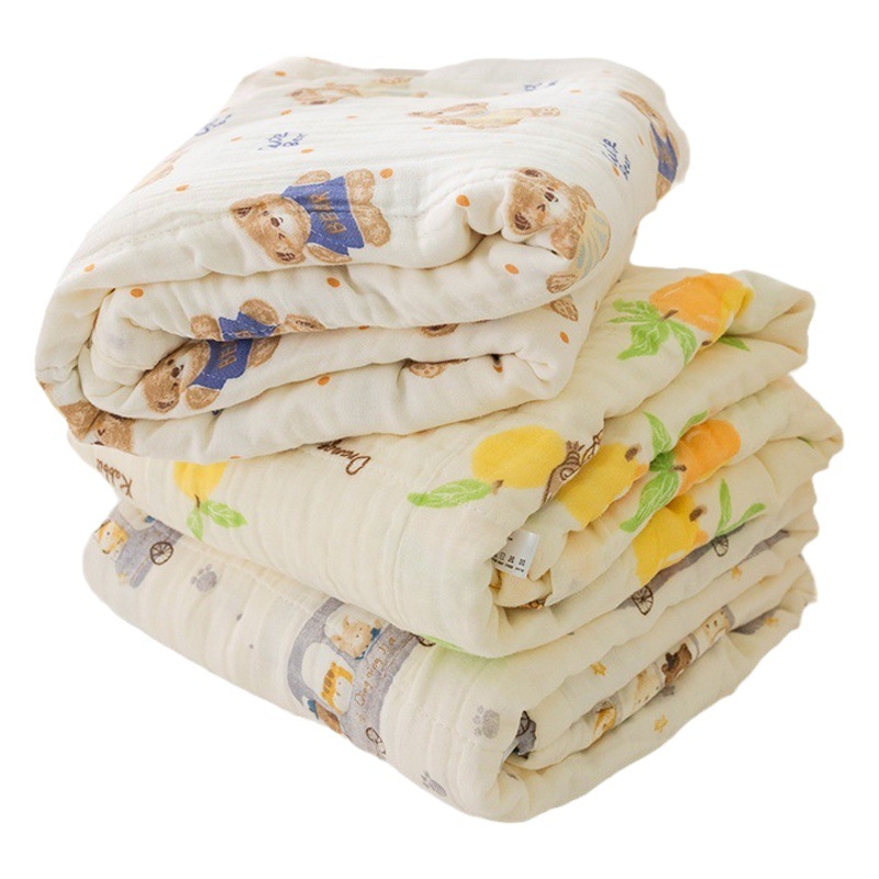 Baby Gauze Bath Towel Class A Newborn Soft Absorbent Printed Children's Bag Six-Layer Baby's Cuddle Children's Squirt