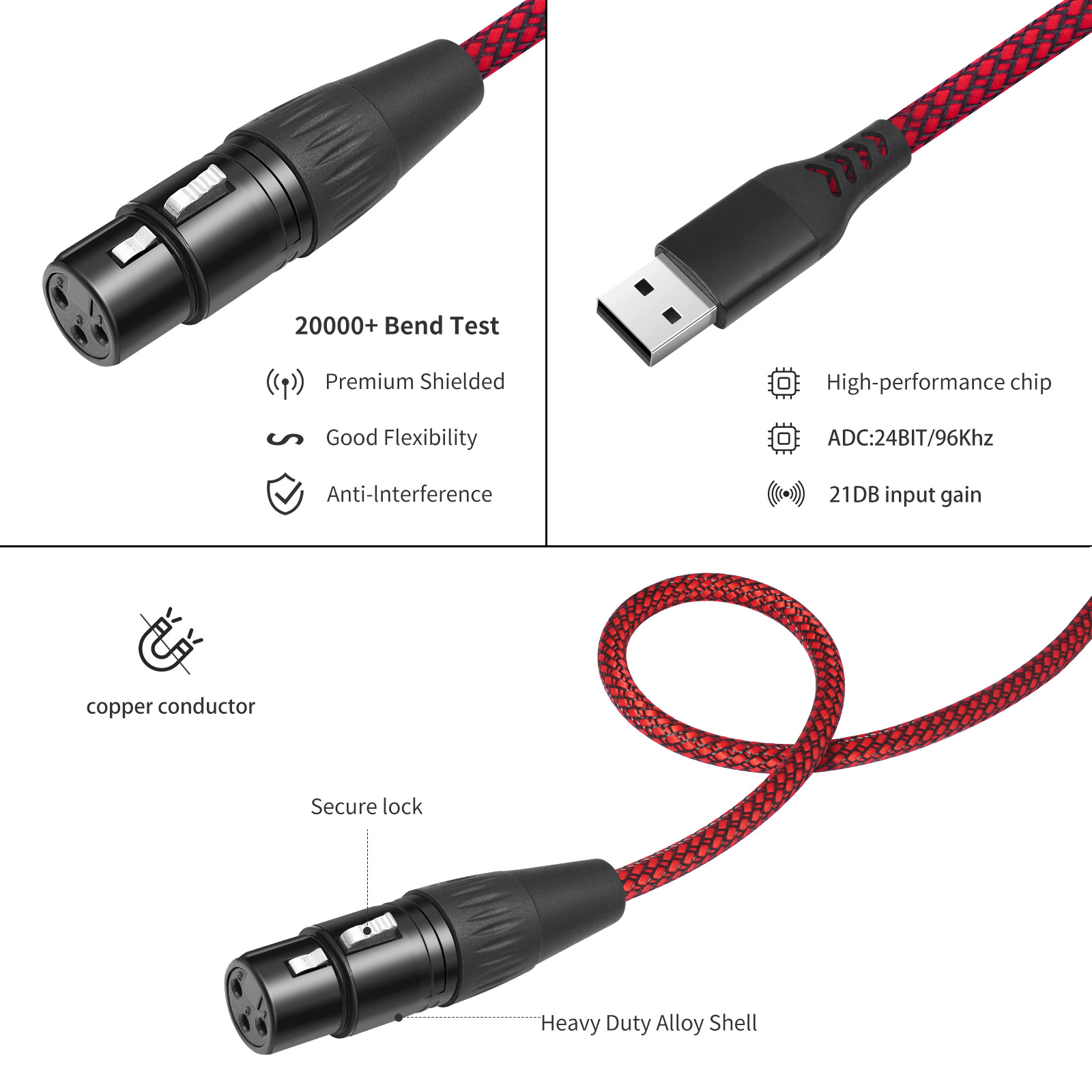 Picture of Cross-Border Best-Selling Product with Built-In Decoding Chip USB Male to Xlr Female Xlr to USB Recording Cable