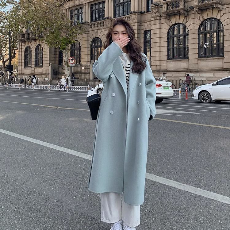 Picture of Hepburn Style Woolen Outwear for Women 2025 Spring & Fall New Korean Style Loose Mid-Length Lace-Up Woolen Outwear for Women