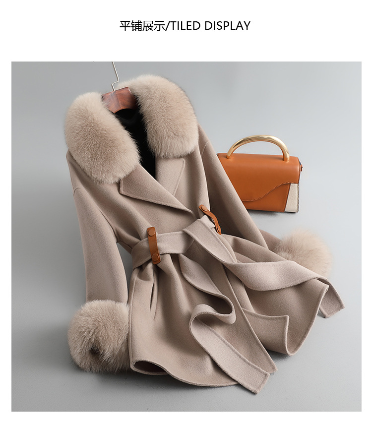Picture of 2025 New Autumn and Winter Fox Fur Collar Gao Rui Double-Sided Cashmere Outwear Women's Mid-Length Wool Double-Sided Woolen Outwear