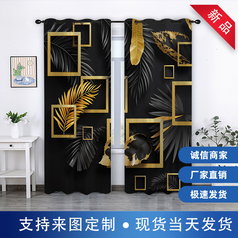 Factory supply cross-border platform spot now large inventory 3D digital printing indoor and outdoor bedroom living room curtains