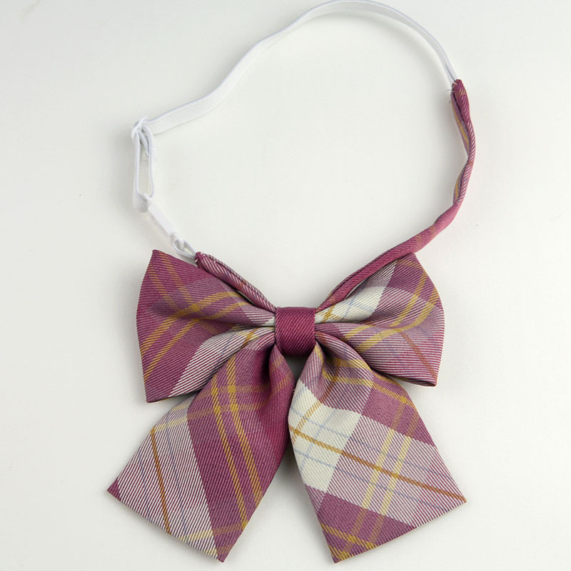 Picture of Hot-selling College Style Oka Pear Field Soot Black Bow Plaid Flat Horn JK Collar Bow Tie Shirt Accessories