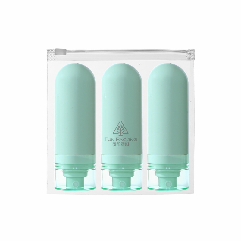 Picture of Travel wash and care suit three-piece PE suede hose bottle portable skin care products wash squeeze facial cleanser sub-bottle